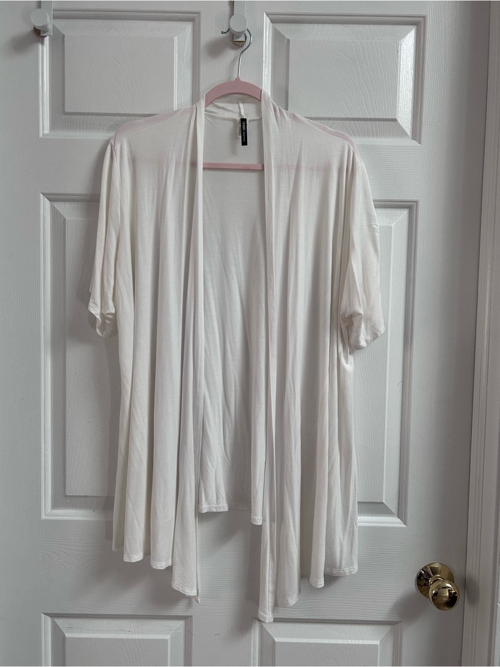 Ami White Open-Front Short Sleeve Cardigan